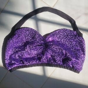 Purple Sequin Women's Crop Top Sports Bra CC Dancewear Cheerleading.com